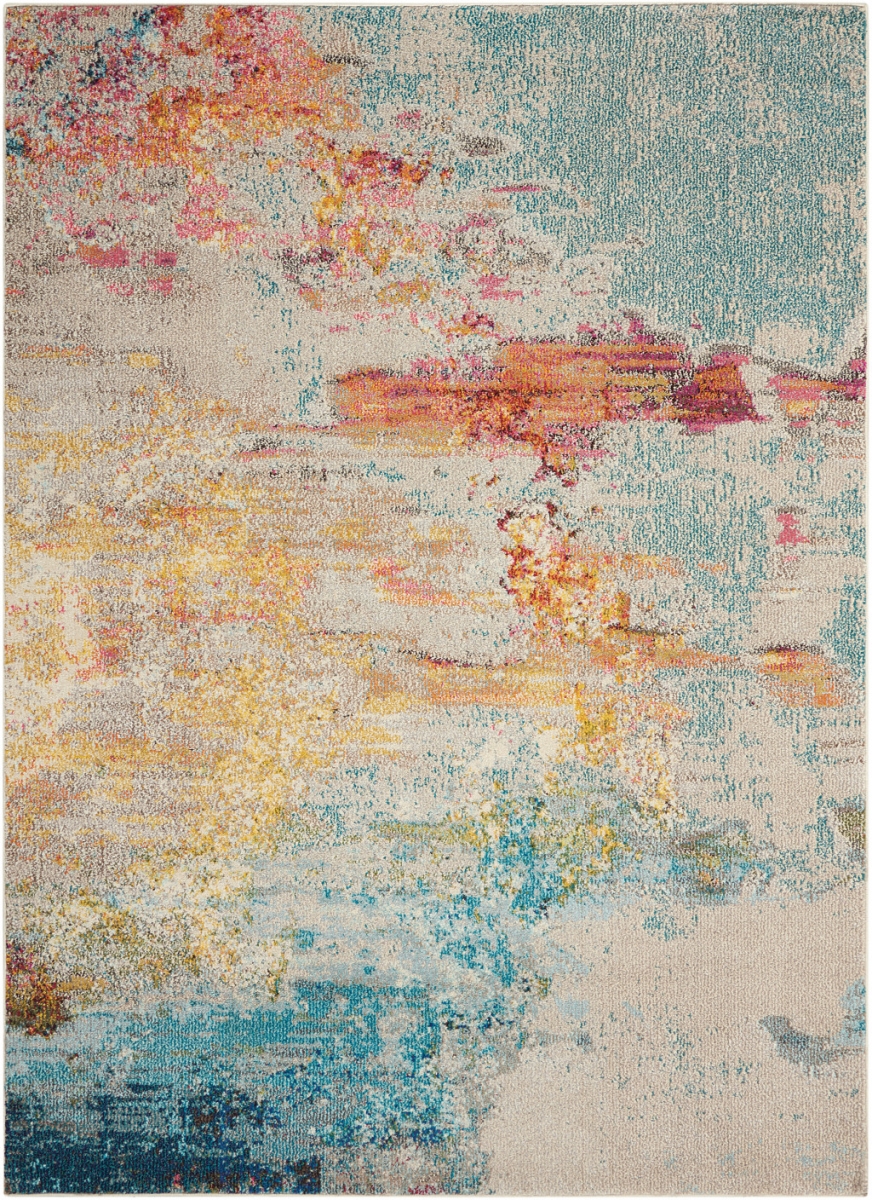 480144 4 x 6 ft. Sealife Abstract Power Loom Non Skid Rectangle Area Rug