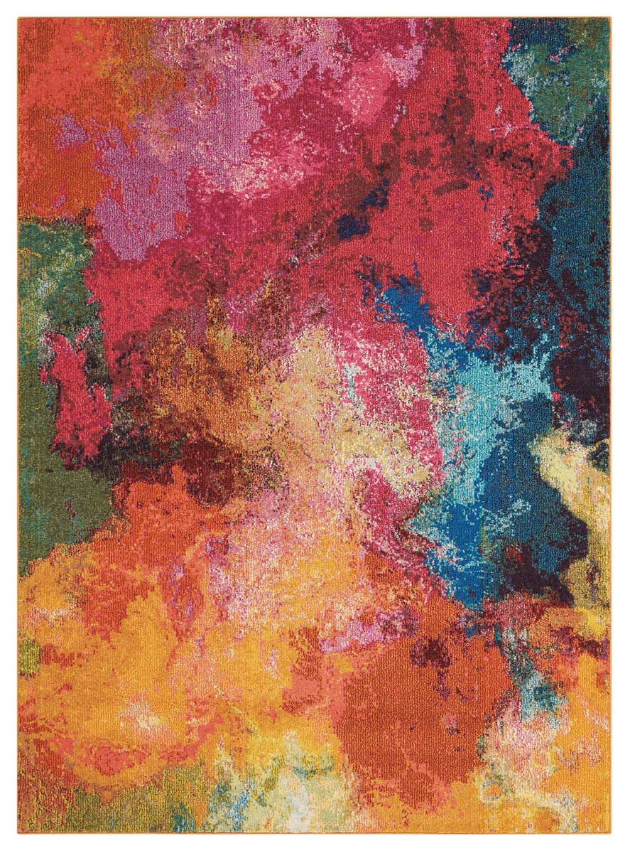 480152 5 x 7 ft. Palette Abstract Power Loom Non Skid Rectangle Area Rug