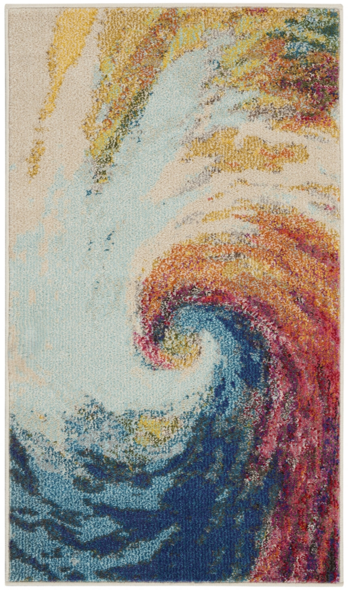 480158 2 x 4 ft. Wave Abstract Power Loom Non Skid Rectangle Area Rug