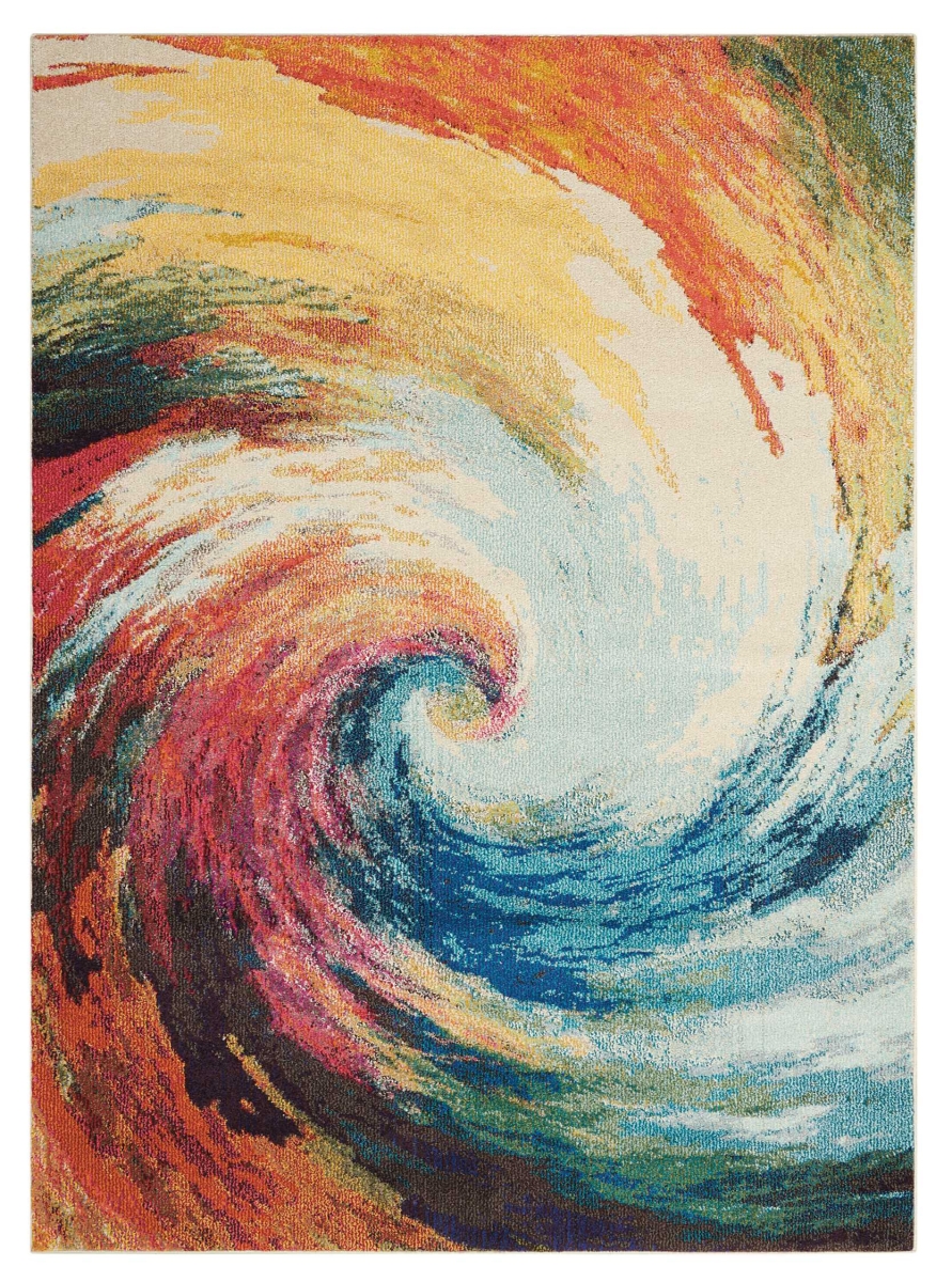 4 x 6 ft. Wave Abstract Power Loom Non Skid Rectangle Area Rug - Wave - 4 x 6 ft.
