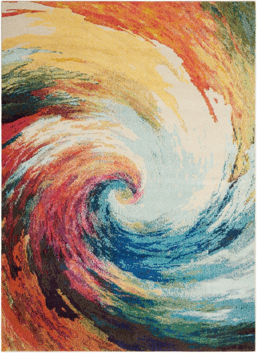 480164 5 x 7 ft. Wave Abstract Power Loom Non Skid Rectangle Area Rug