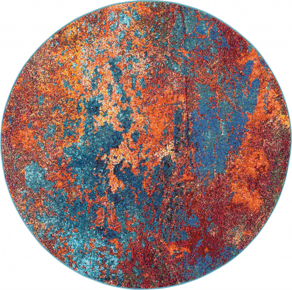 480171 4 x 4 ft. Atlantic Abstract Power Loom Non Skid Round Area Rug
