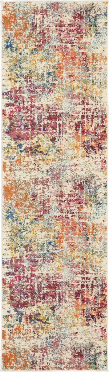 480192 2 x 6 ft. Pink Abstract Power Loom Distressed Non Skid Rectangle Area Rug