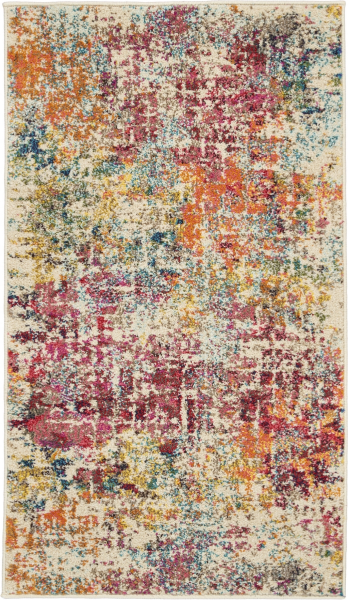 480193 2 x 4 ft. Pink Abstract Power Loom Distressed Non Skid Rectangle Area Rug