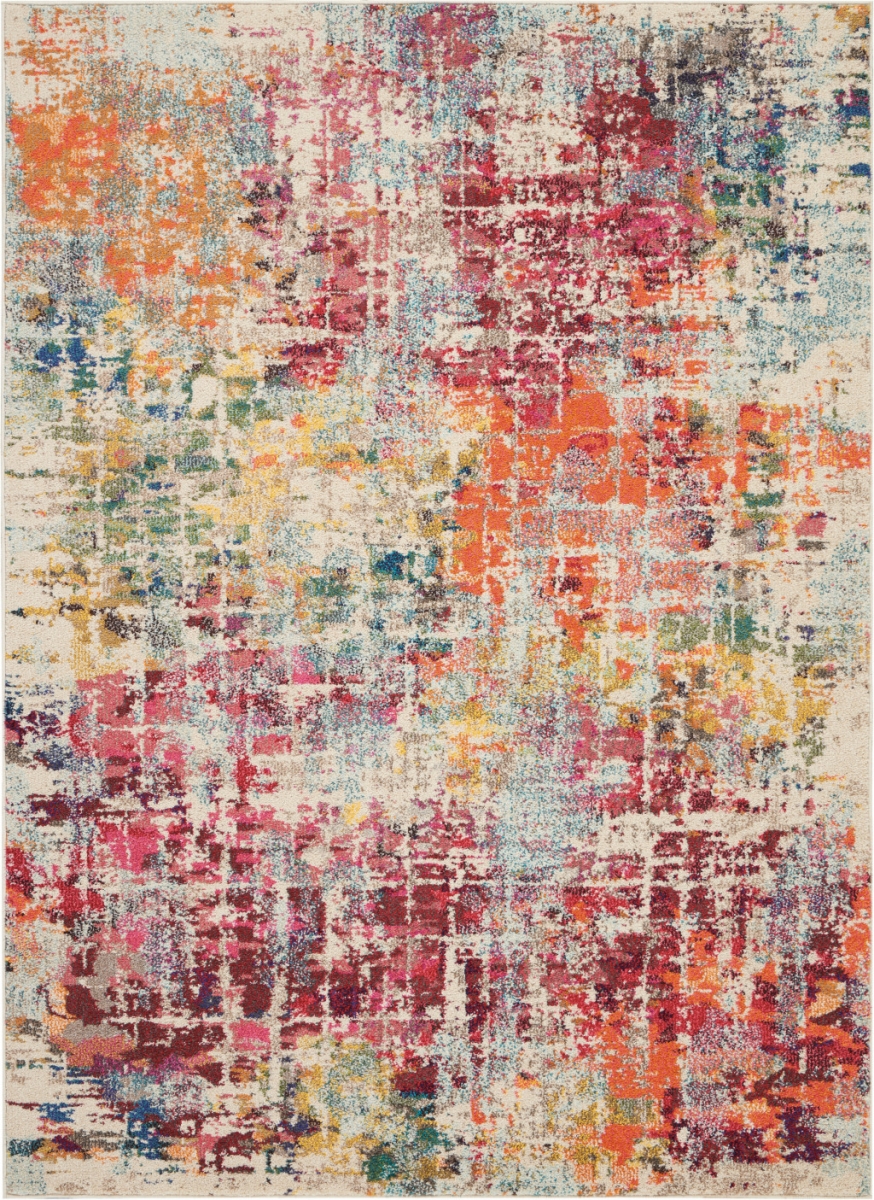 5 x 7 ft. Pink Abstract Power Loom Distressed Non Skid Rectangle Area Rug - Pink - 5 x 7 ft.