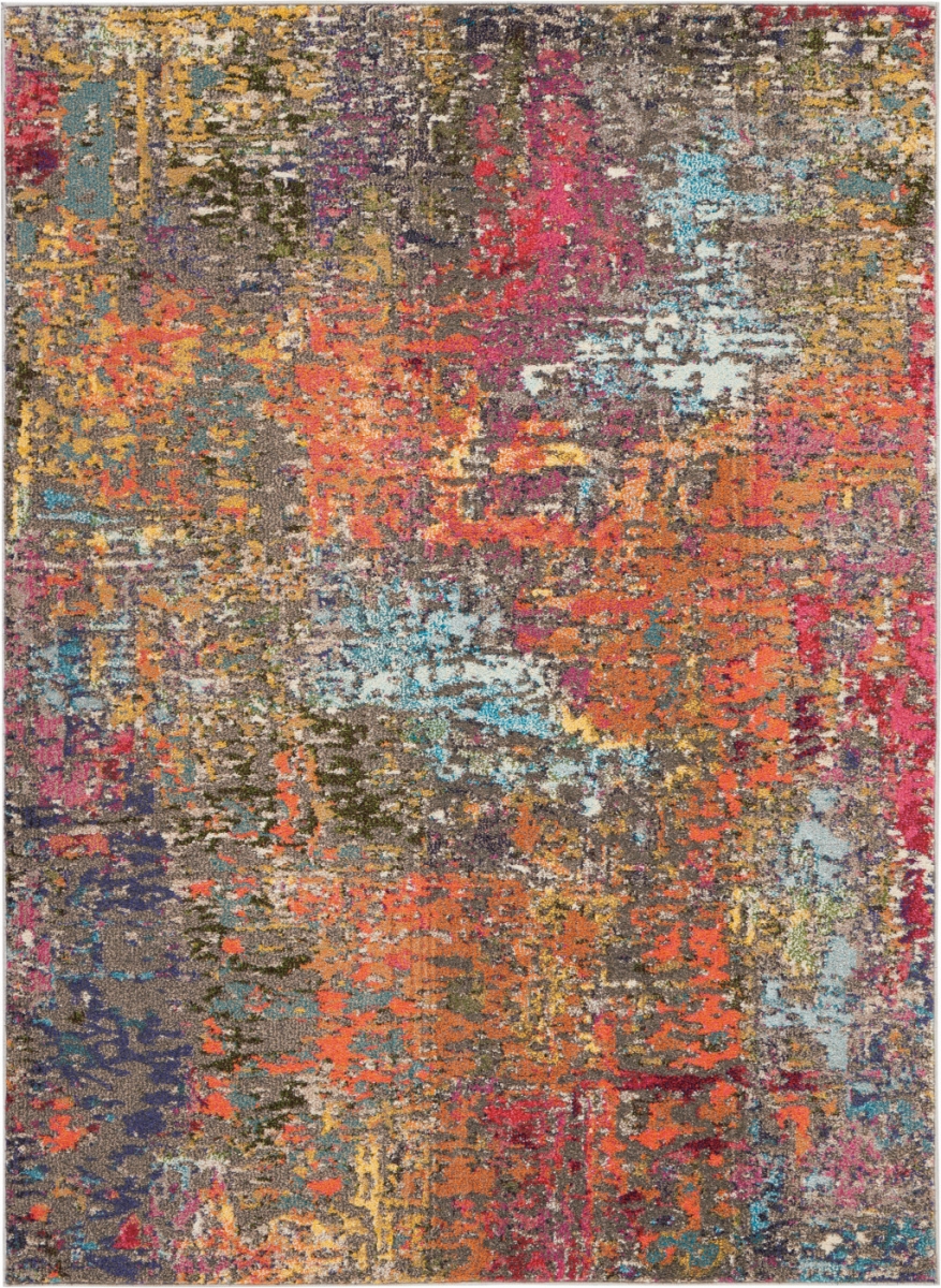 480206 5 x 7 ft. Sunset Abstract Power Loom Non Skid Rectangle Area Rug