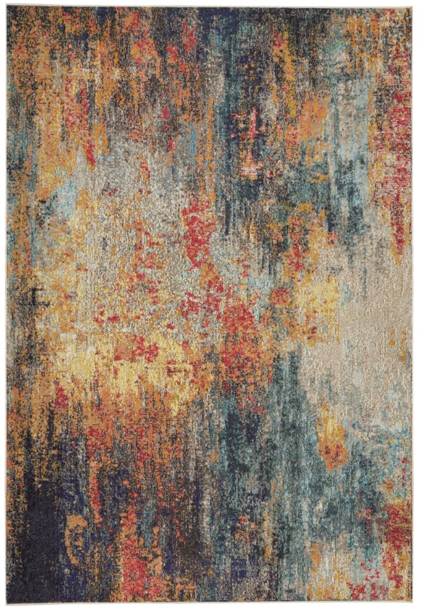 5 x 7 ft. Multicolor Abstract Power Loom Non Skid Rectangle Area Rug - Multicolor - 5 x 7 ft.