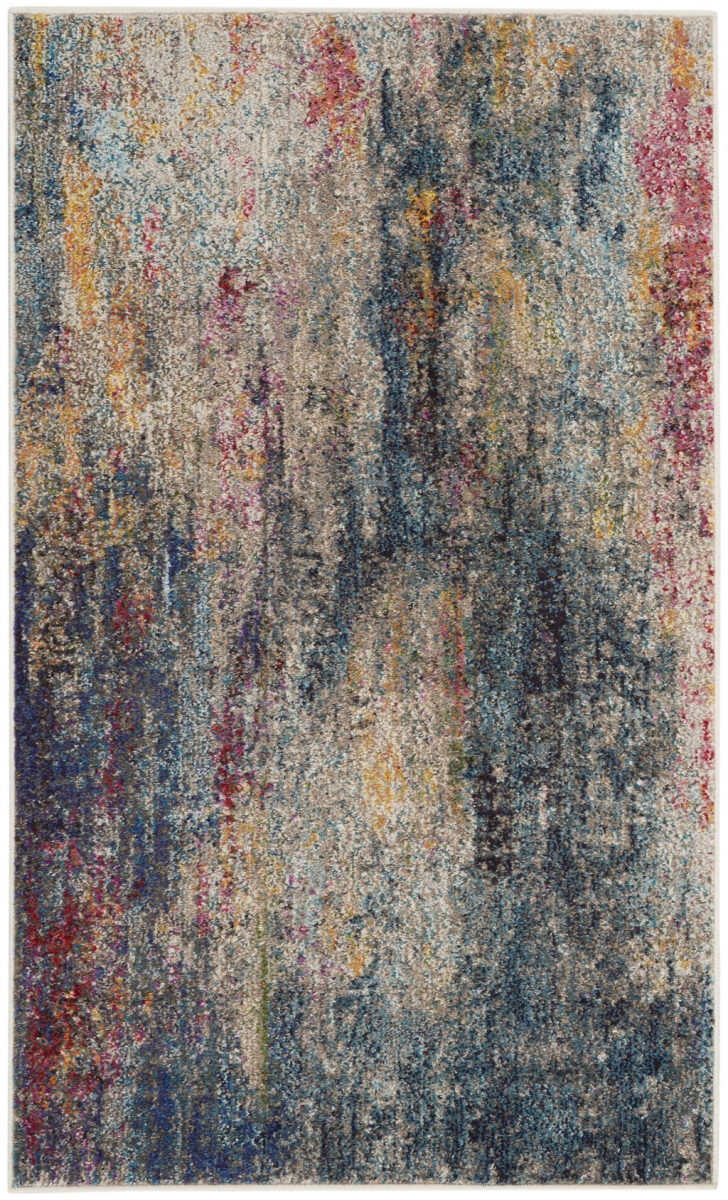 3 x 5 ft. Multicolor Abstract Power Loom Non Skid Rectangle Area Rug - Multicolor - 3 x 5 ft.