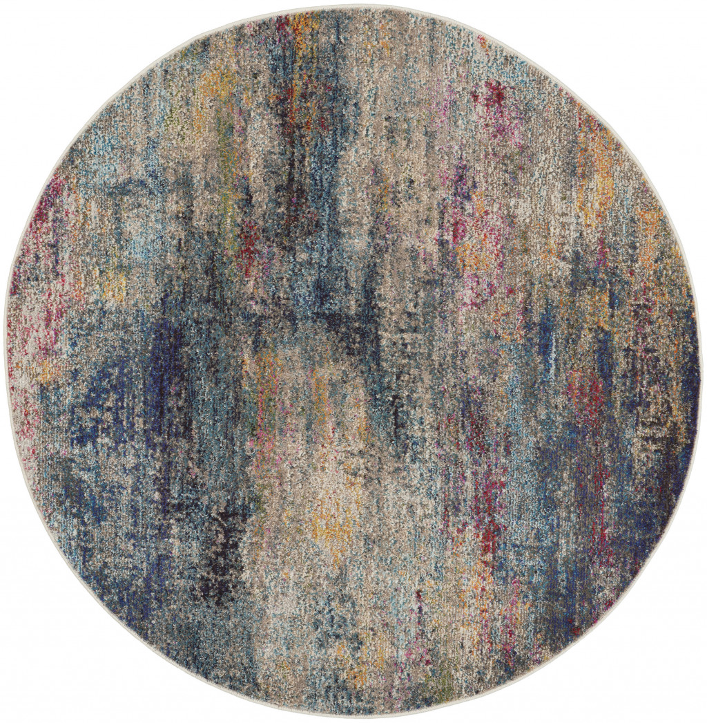 5 x 5 ft. Multicolor Abstract Power Loom Non Skid Round Area Rug - Multicolor - 5 x 5 ft.
