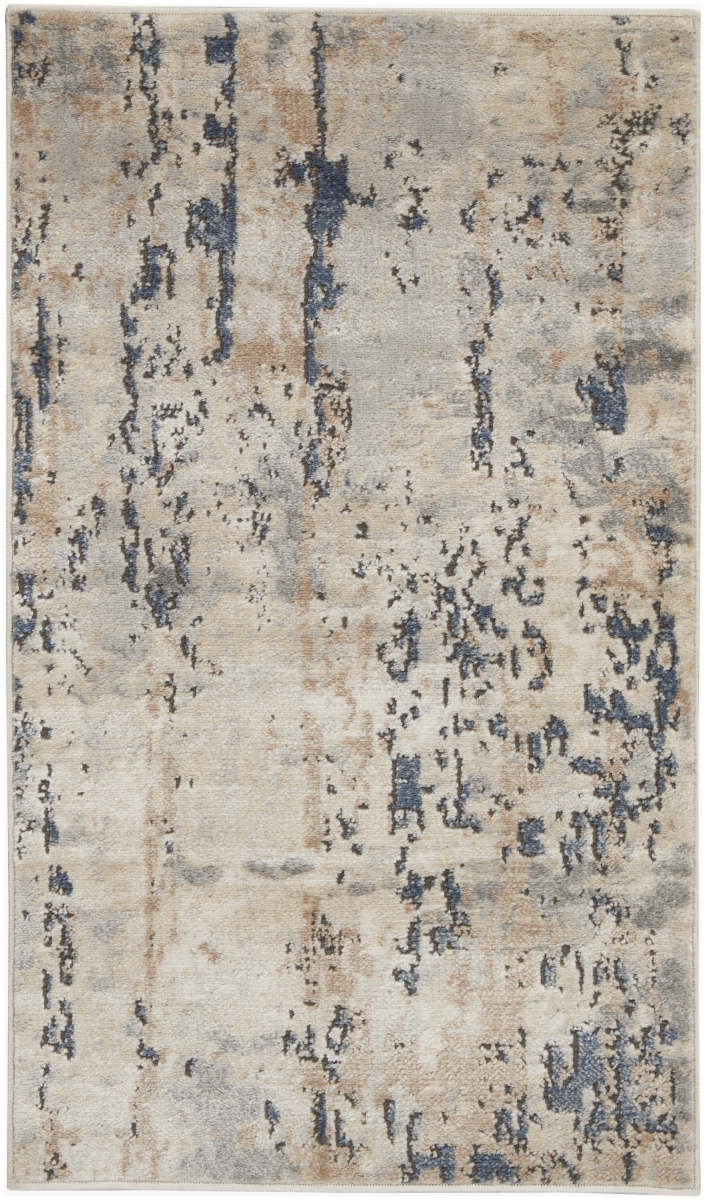 480222 2 x 4 ft. Beige & Gray Abstract Power Loom Non Skid Rectangle Area Rug