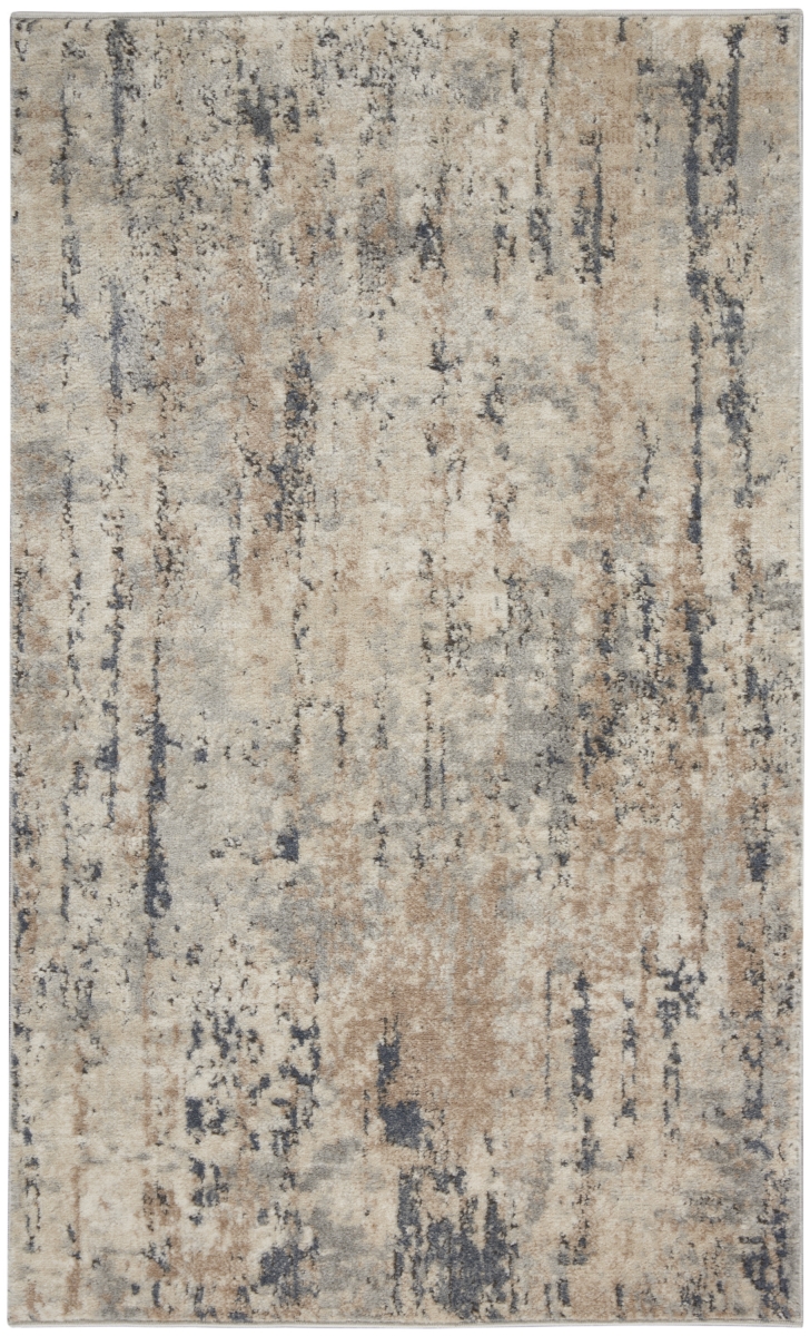 480224 3 x 5 ft. Beige & Gray Abstract Power Loom Non Skid Rectangle Area Rug
