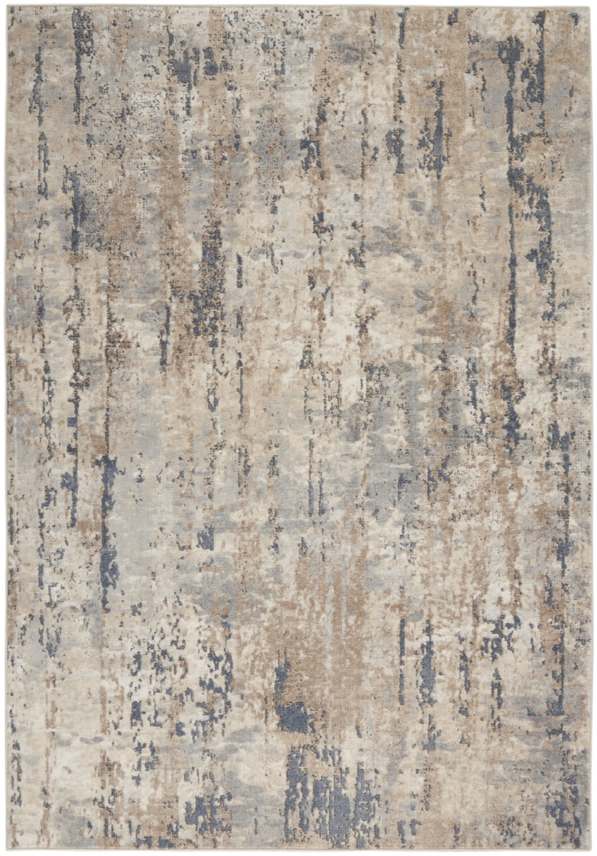 5 x 7 ft. Abstract Power Loom Non Skid Rectangle Area Rug, Beige & Grey
