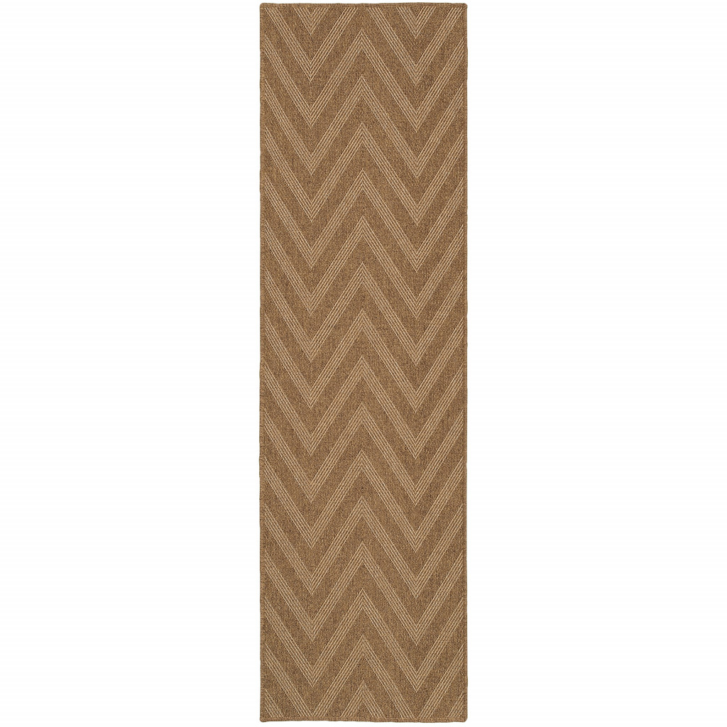 2 x 8 ft. Tan Geometric Stain Resistant Indoor & Outdoor Rectangle Area Rug - Tan - 2 x 8 ft.
