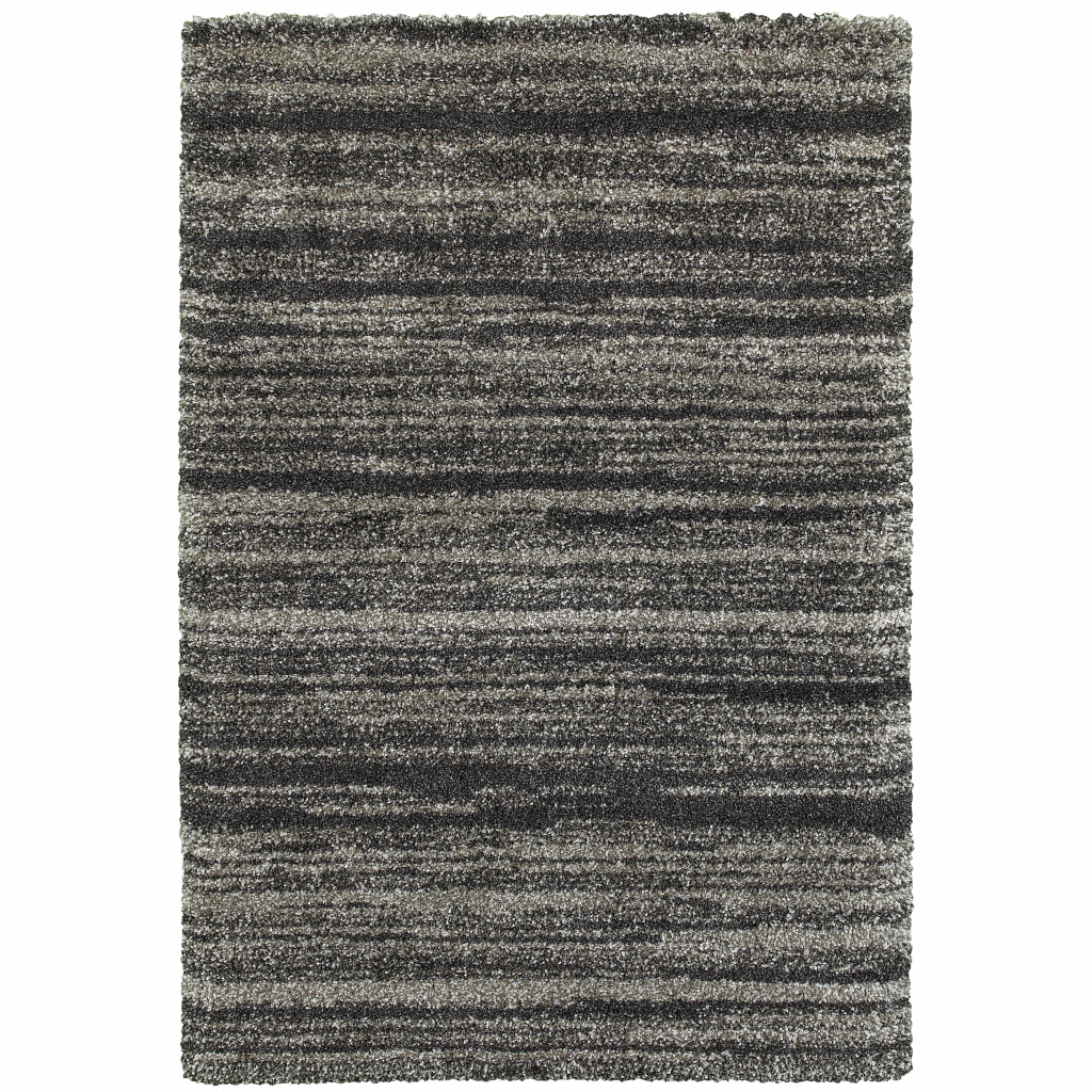 4 x 6 ft. Charcoal Silver & Gray Geometric Shag Power Loom Stain Resistant Rectangle Area Rug - Gray - 4 x 6 ft.