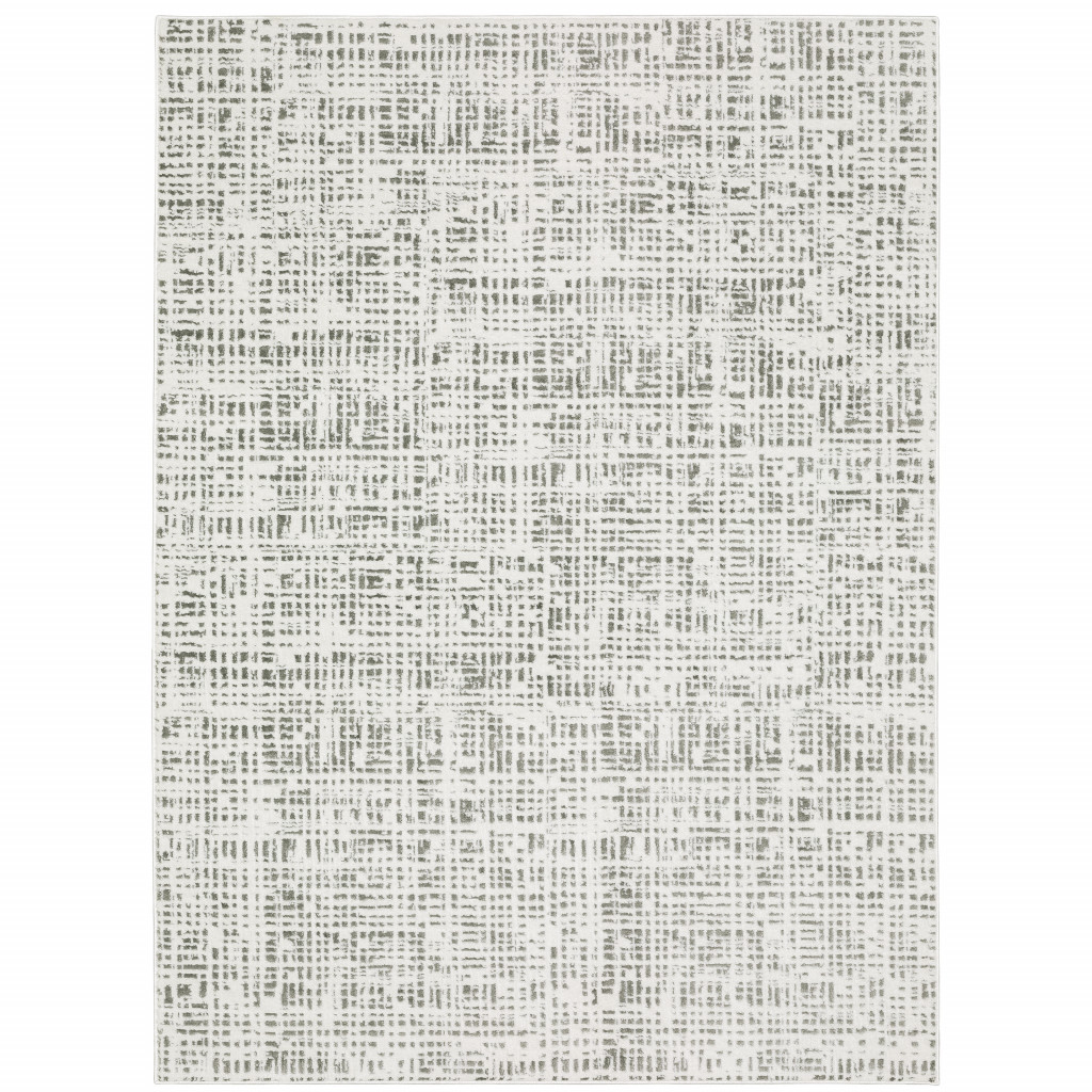 507922 5 x 8 ft. Abstract Machine Made Power Loom Stain Resistant Rectangle Area Rug, White & Grey