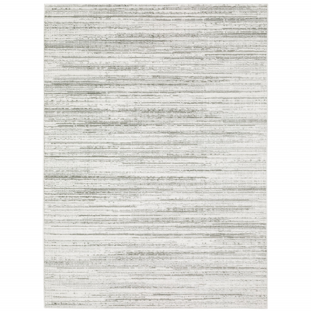 10 x 13 ft. White & Gray Abstract Power Loom Stain Resistant Rectangle Area Rug