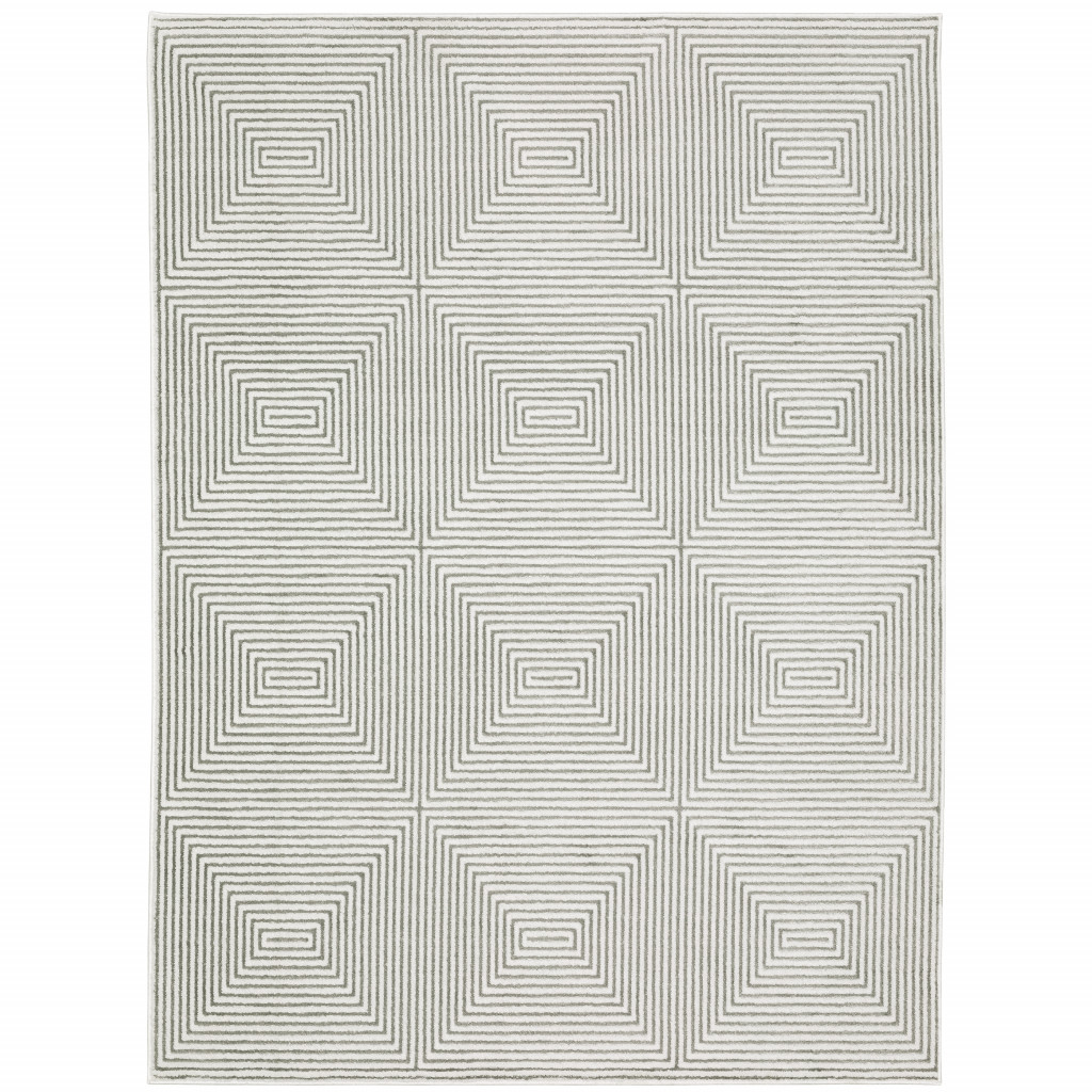6 x 9 ft. Gray & White Geometric Power Loom Stain Resistant Rectangle Area Rug - Gray and White - 6 x 9 ft.