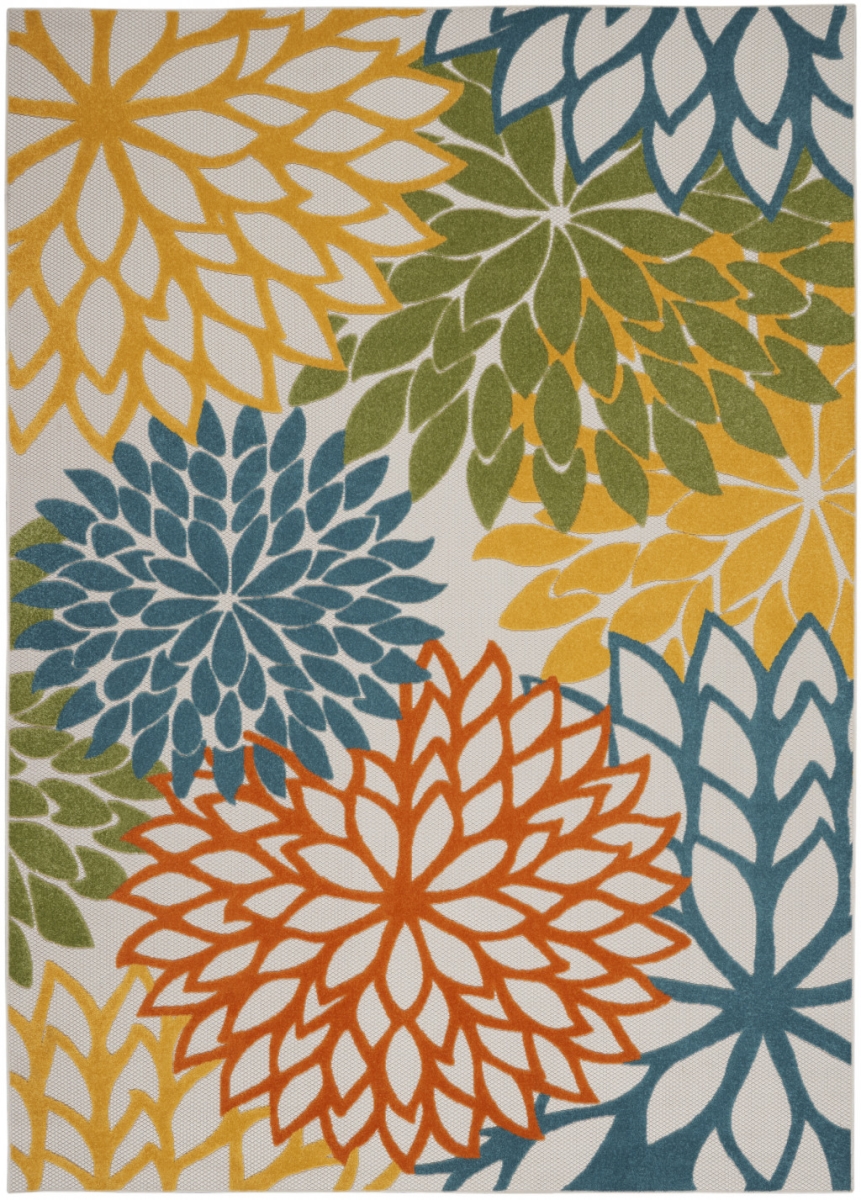 12 x 15 ft. Turquoise Floral Non Skid Indoor & Outdoor Area Rug