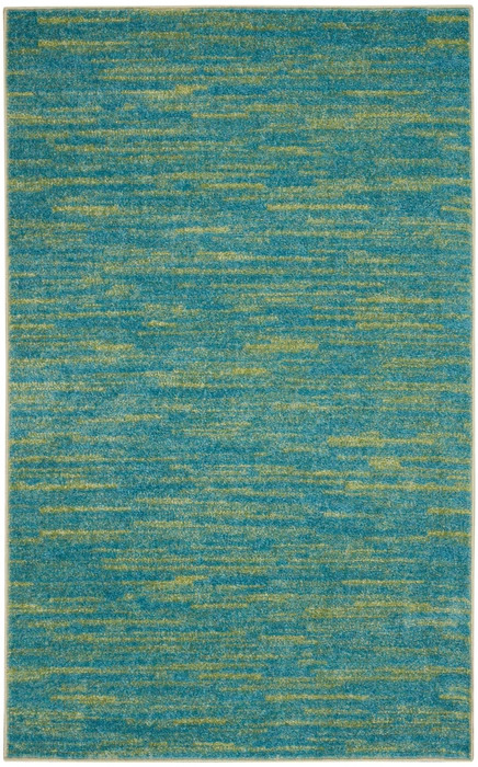 3 x 5 ft. Blue & Green Striped Non Skid Indoor & Outdoor Rectangle Area Rug - Blue and Green - 3 x 5 ft.