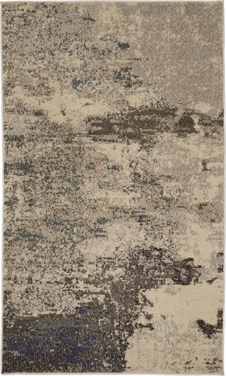 480116 3 x 5 ft. Ivory & Gray Abstract Power Loom Non Skid Rectangle Area Rug