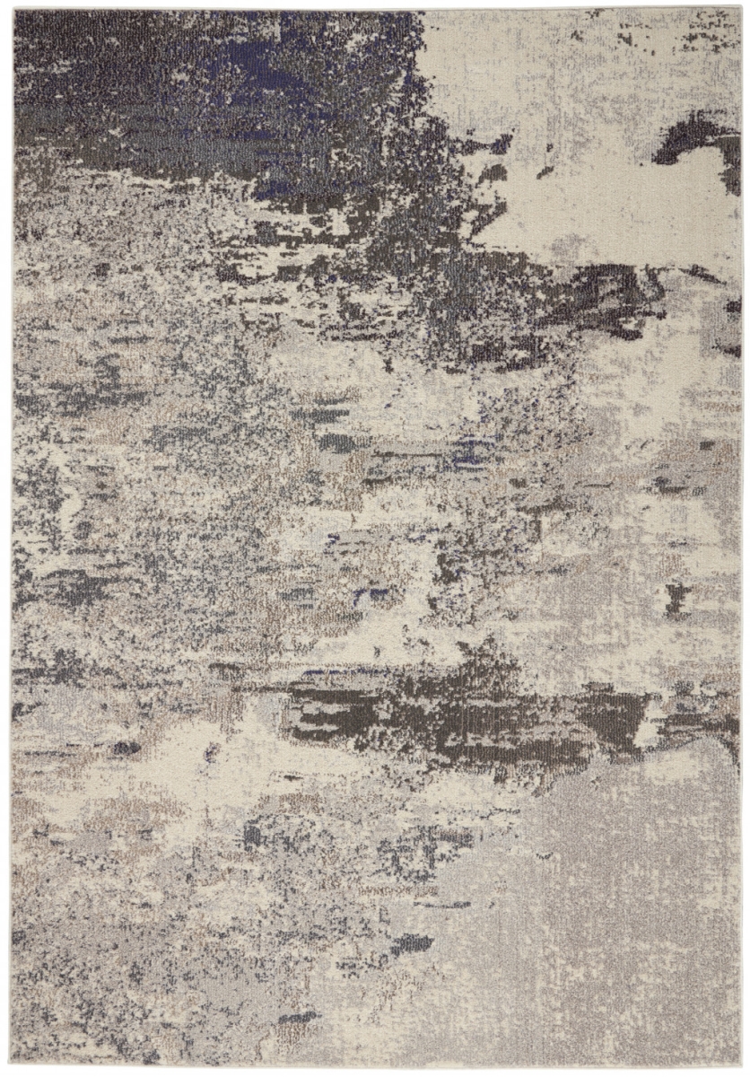 480120 5 x 7 ft. Ivory & Gray Abstract Power Loom Non Skid Rectangle Area Rug
