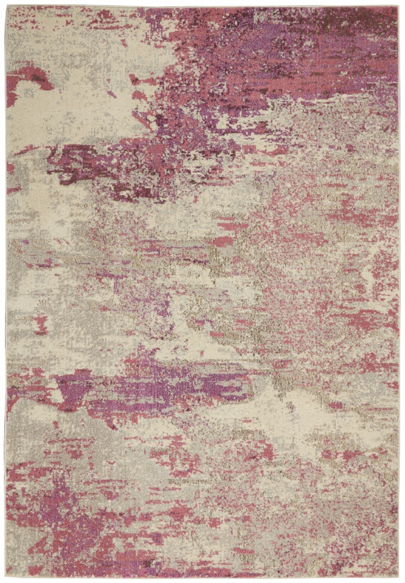 480126 4 x 6 ft. Ivory & Pink Abstract Power Loom Non Skid Rectangle Area Rug