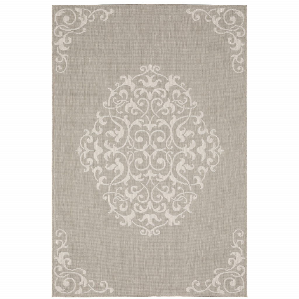 507795 5 x 7 ft. Gray Oriental Stain Resistant Indoor & Outdoor Rectangle Area Rug