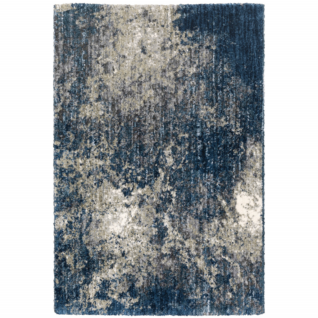 Picture of HomeRoots 507833 5 x 8 ft. Blue & Gray Abstract Shag Power Loom Stain Resistant Rectangle Area Rug