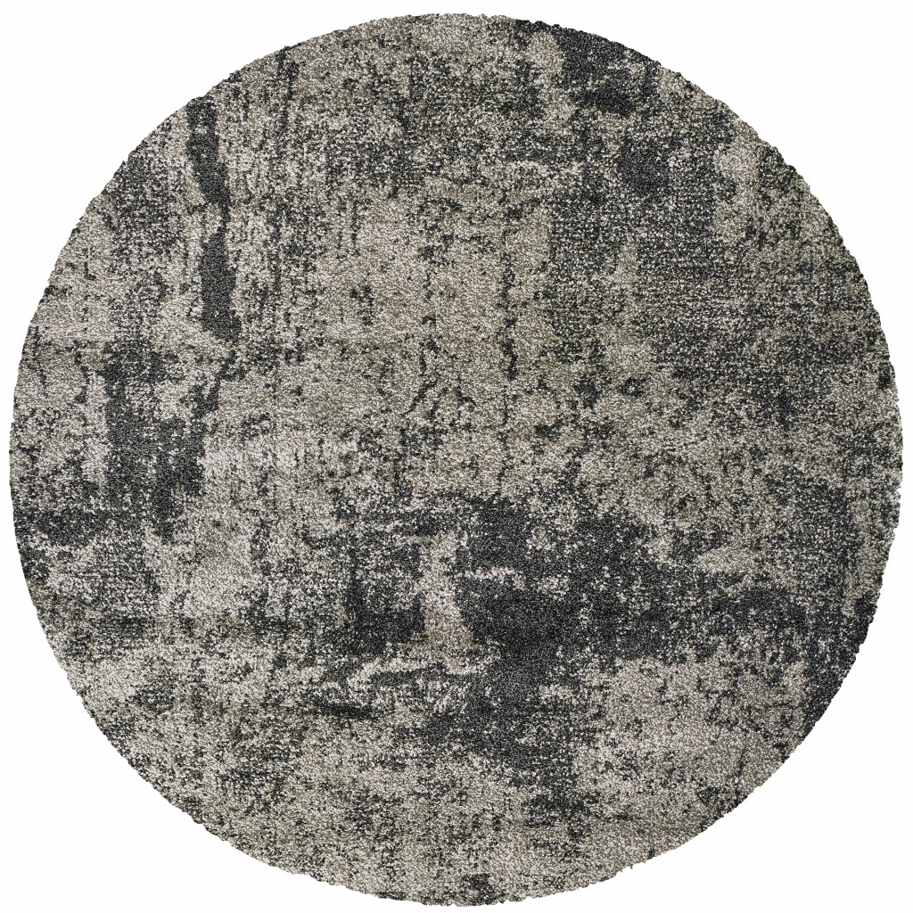 8 ft. Gray Abstract Power Loom Stain Resistant Round Area Rug - Gray - 8 ft.