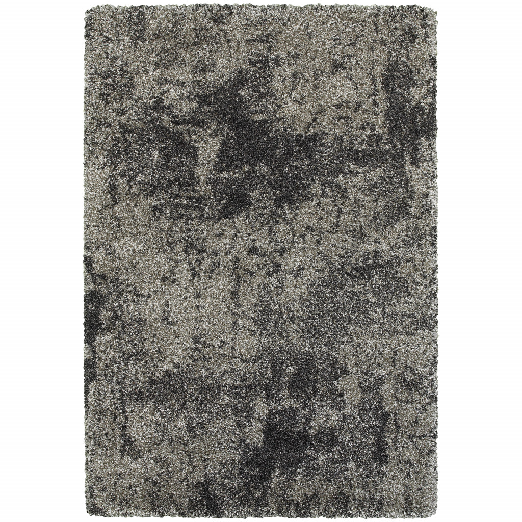 8 x 11 ft. Charcoal Silver & Gray Abstract Shag Power Loom Stain Resistant Rectangle Area Rug - Gray - 8 x 11 ft.