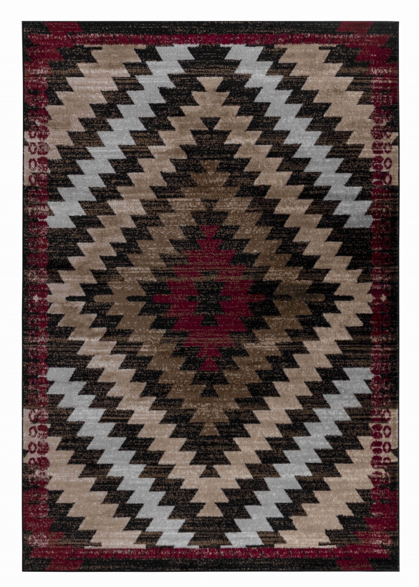 506676 4 x 6 ft. Brown Geometric Rectangle Area Rug