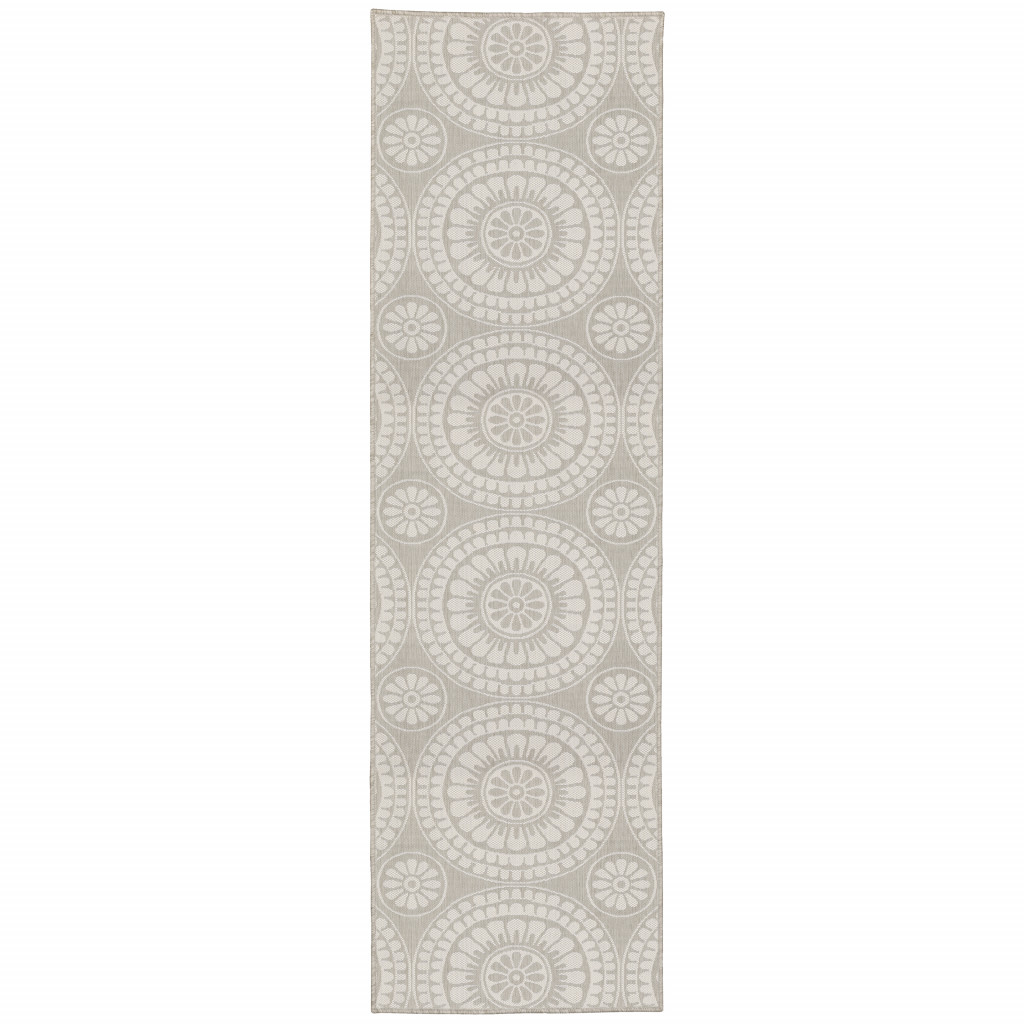507769 2 x 7 ft. Gray Geometric Stain Resistant Indoor & Outdoor Rectangle Area Rug