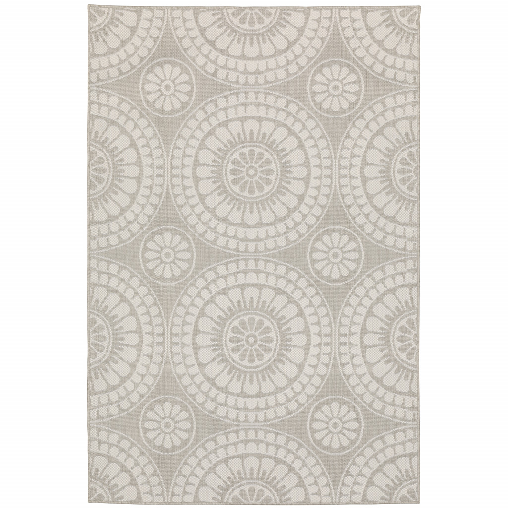 507773 8 x 10 ft. Gray Geometric Stain Resistant Indoor & Outdoor Rectangle Area Rug