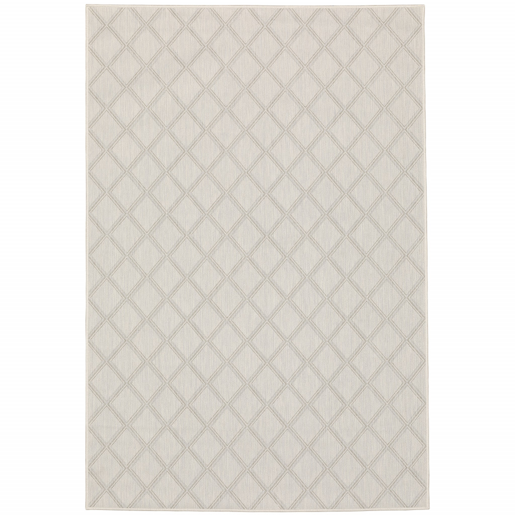 507783 5 x 7 ft. Ivory Geometric Stain Resistant Indoor & Outdoor Rectangle Area Rug