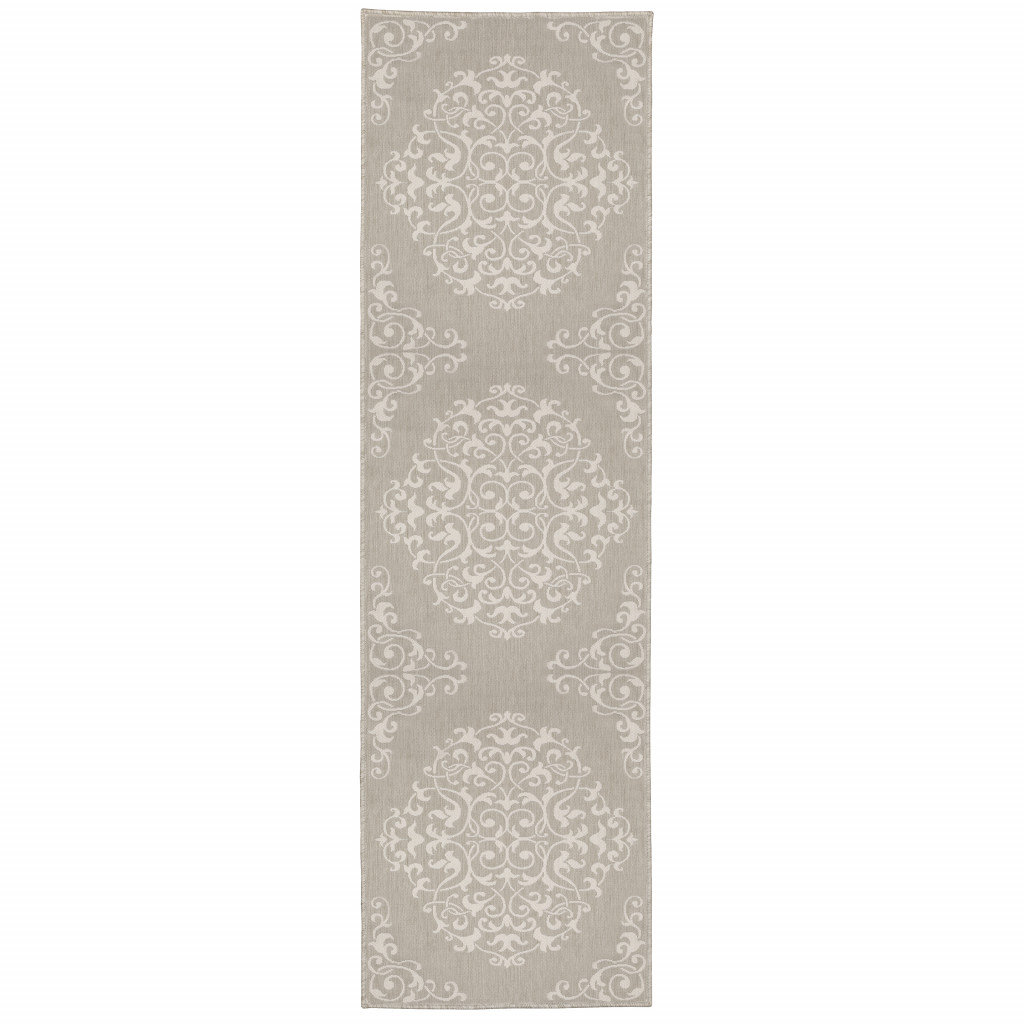 507793 2 x 7 ft. Gray Oriental Stain Resistant Indoor & Outdoor Rectangle Area Rug