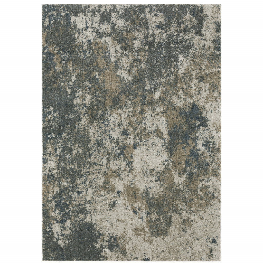 10 x 13 ft. Teal Gray Tan & Beige Abstract Power Loom Stain Resistant Rectangle Area Rug - Teal Gray Tan and Beige - 10 x 13 ft.