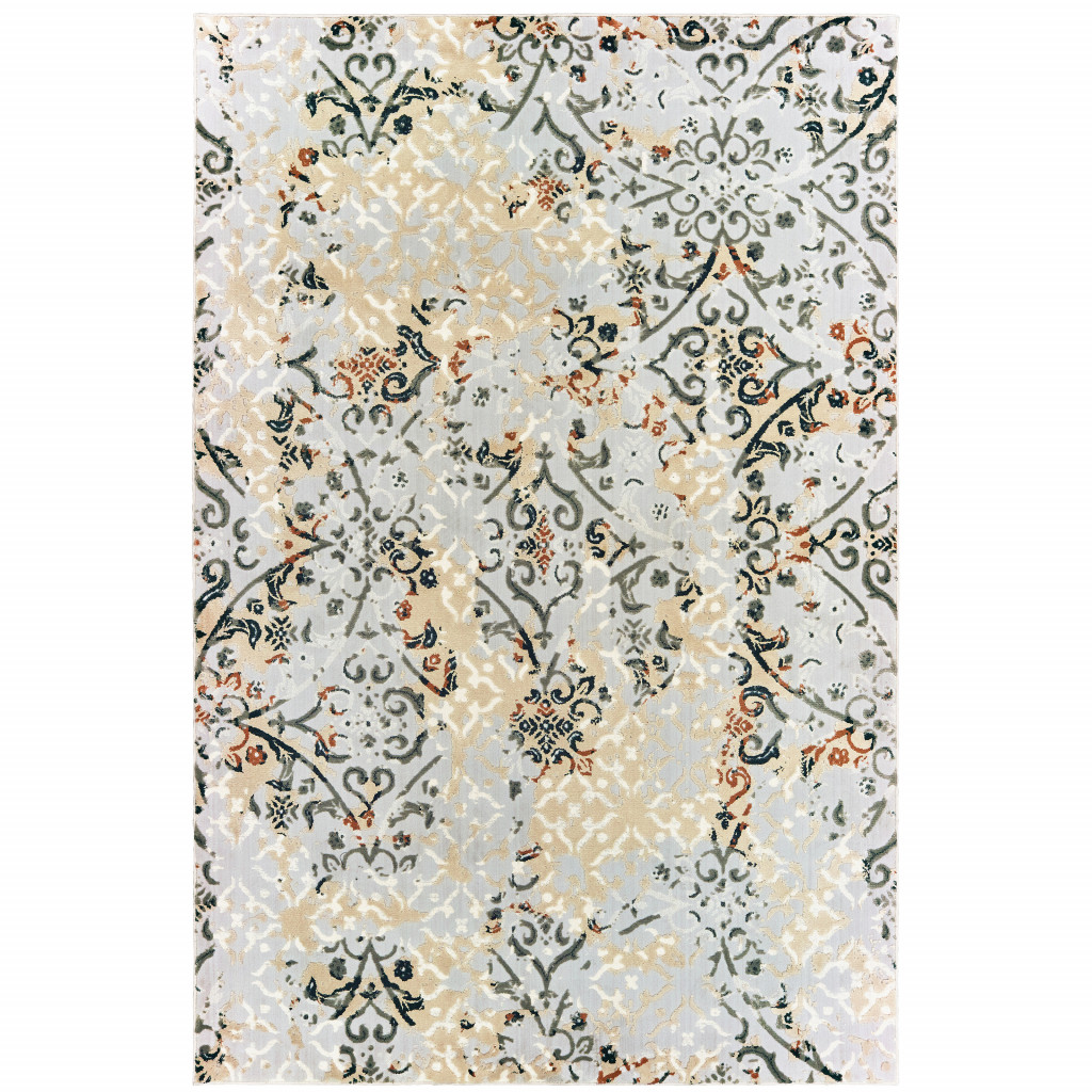 5 x 8 ft. Gray & Gold Abstract Power Loom Stain Resistant Rectangle Area Rug - Gray and Gold - 5 x 8 ft.