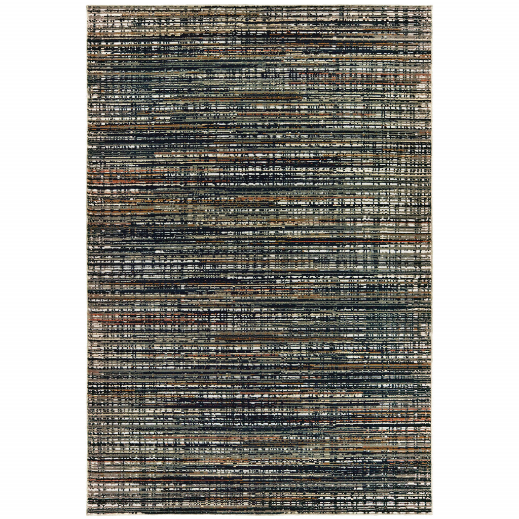 6 x 9 ft. Black Navy Gold Ivory & Blush Abstract Power Loom Stain Resistant Rectangle Area Rug
