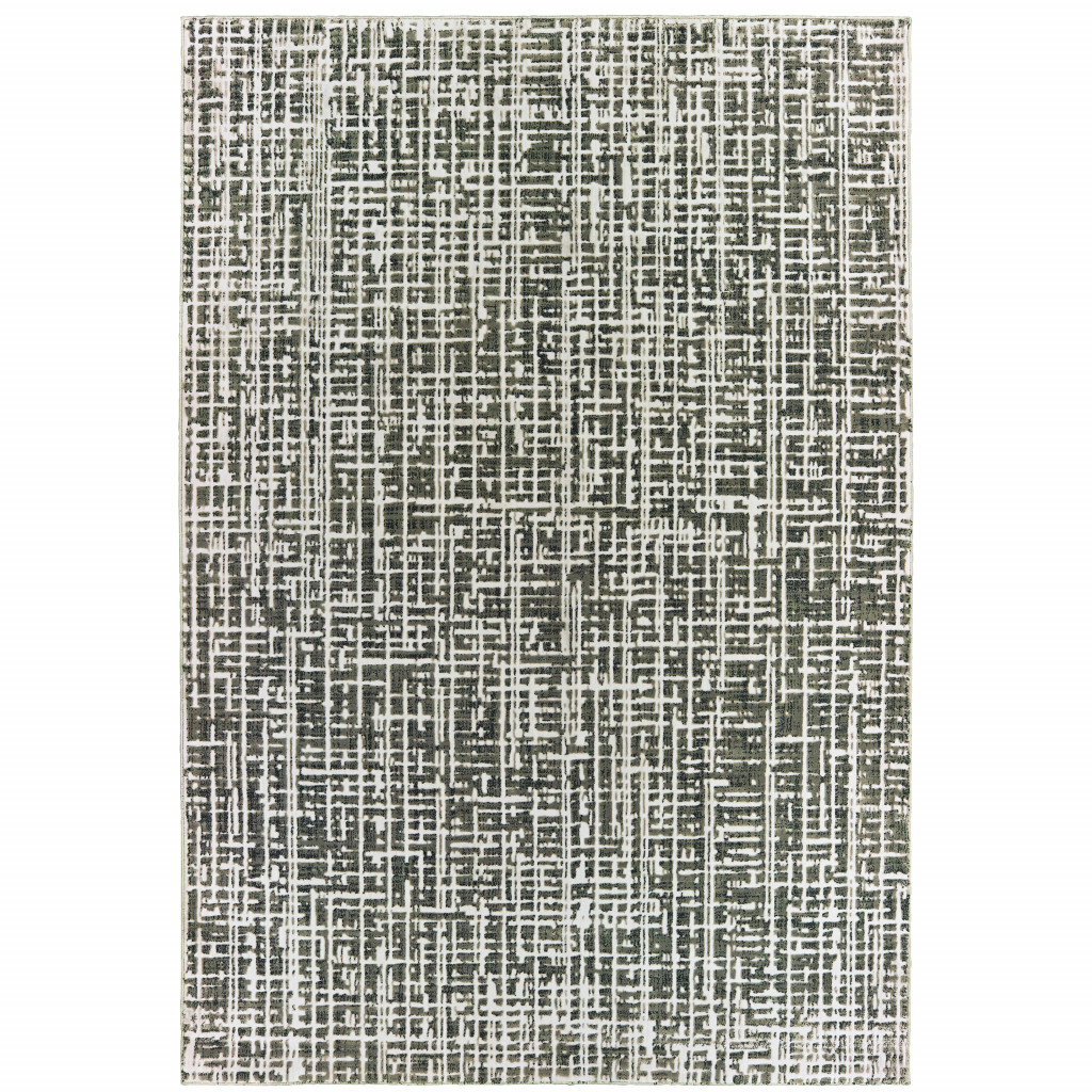 508339 4 x 6 ft. Gray & Ivory Abstract Power Loom Stain Resistant Rectangle Area Rug