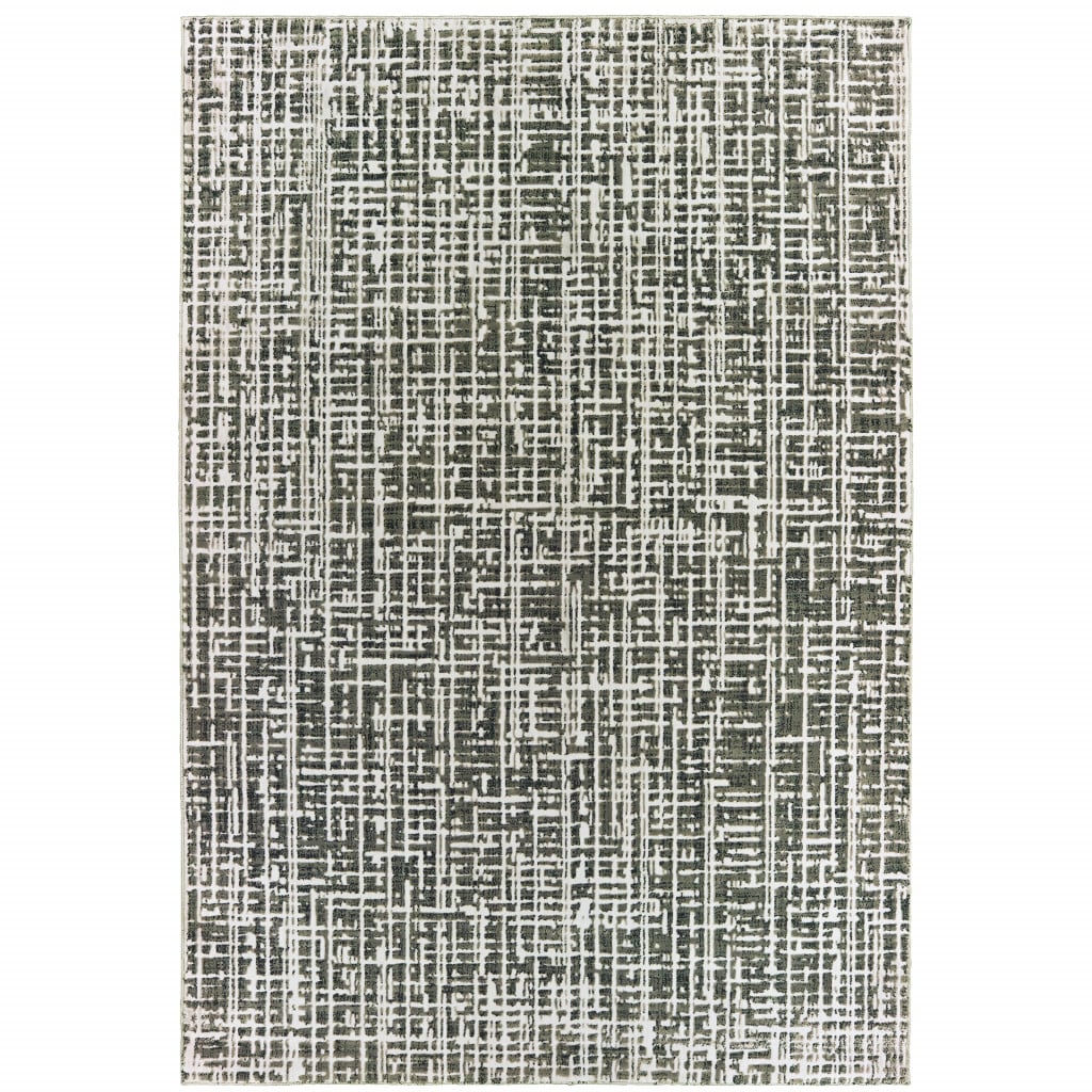 10 x 13 ft. Gray & Ivory Abstract Power Loom Stain Resistant Rectangle Area Rug - Gray and Ivory - 10 x 13 ft.