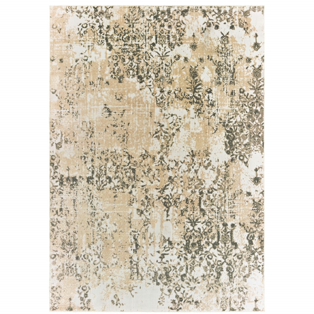 10 x 13 ft. Gray & Gold Abstract Power Loom Stain Resistant Rectangle Area Rug - Gray and Gold