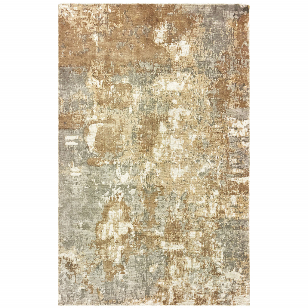 508875 9 x 12 ft. Gray & Brown Abstract Hand Loomed Stain Resistant Rectangle Area Rug