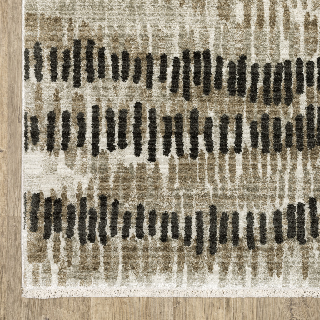 5 x 8 ft. Abstract Power Loom Stain Resistant Area Rug with Fringe - Multi Color