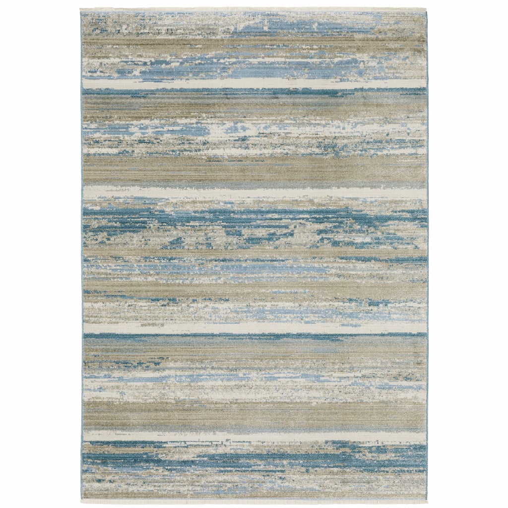4 x 6 ft. Abstract Power Loom Stain Resistant Area Rug with Fringe - Multi Color