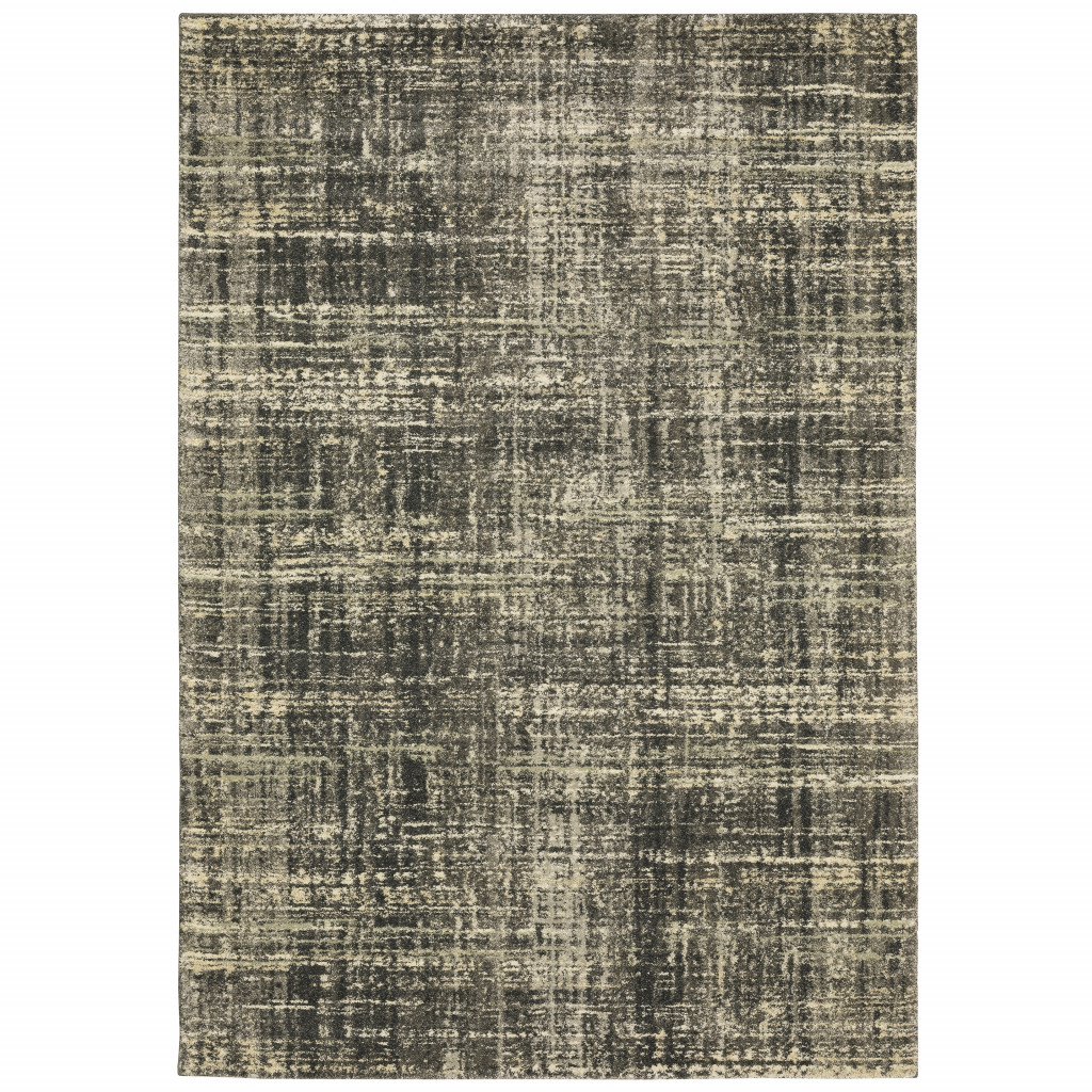 10 x 13 ft. Charcoal Gray Beige & Tan Abstract Power Loom Stain Resistant Rectangle Area Rug - Gray and Ivory - 10 x 13 ft.