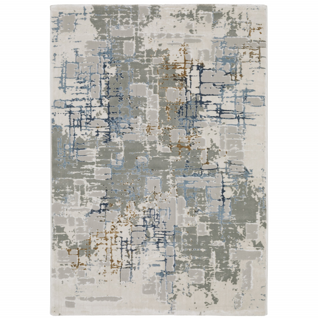 10 x 13 ft. Abstract Power Loom Machine Made Stain Resistant Rectangle Area Rug, Multi Color