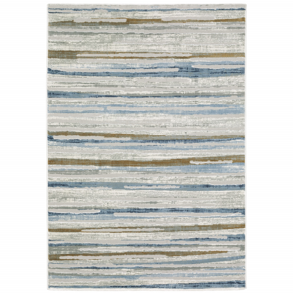 5 x 8 ft. Abstract Power Loom Machine Made Stain Resistant Rectangle Area Rug, Multi Color