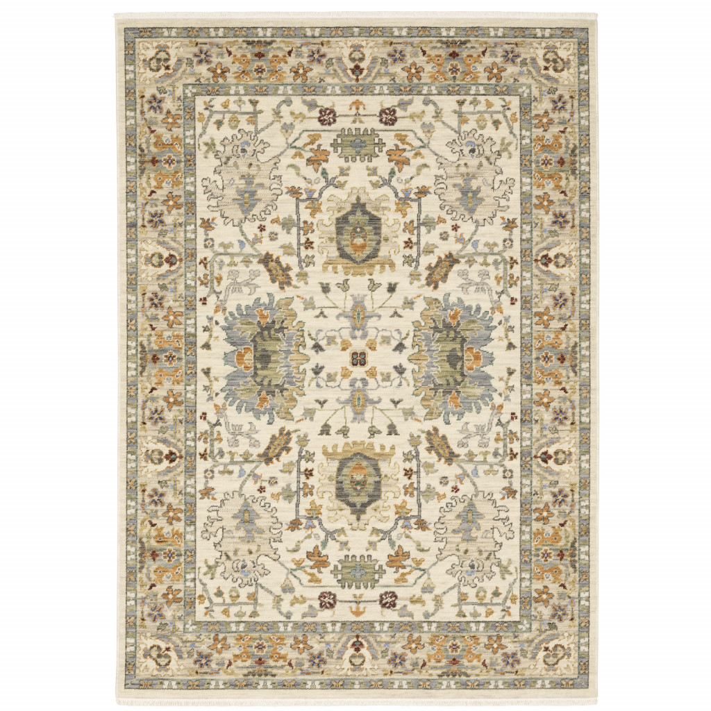 2 x 6 ft. Oriental Power Loom Stain Resistant Runner Rug with Fringe, Multi Color