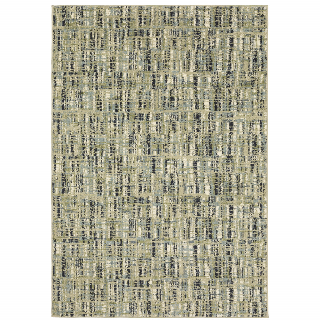 10 x 13 ft. Green Blue Ivory Beige & Light Blue Abstract Power Loom Stain Resistant Rectangle Area Rug