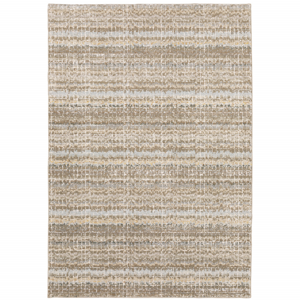 8 x 10 ft. Ivory Gray Tan & Brown Abstract Power Loom Stain Resistant Rectangle Area Rug - Ivory Gray Tan and Brown - 8 x 10 ft.